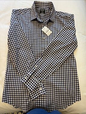 Crewcuts Navy and White Gingham Dress Shirt